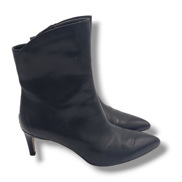 Sam Edelman‎ Usha Ankle Bootie Womens 8 Black Leather Pointed Toe - Picture 1 of 9